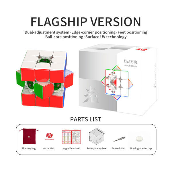 3x3 HuDong Light Flagship UV Coated: Cubo de Rubik profesional con diseño ligero y acabado UV resistente