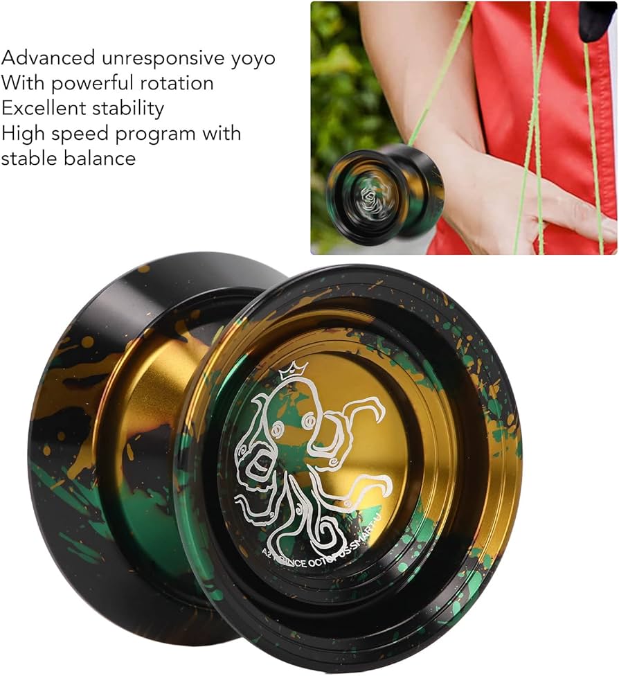 Yoyo Beboo A2 Profesional Fire Octopus Black Gold Green - Imagen 2